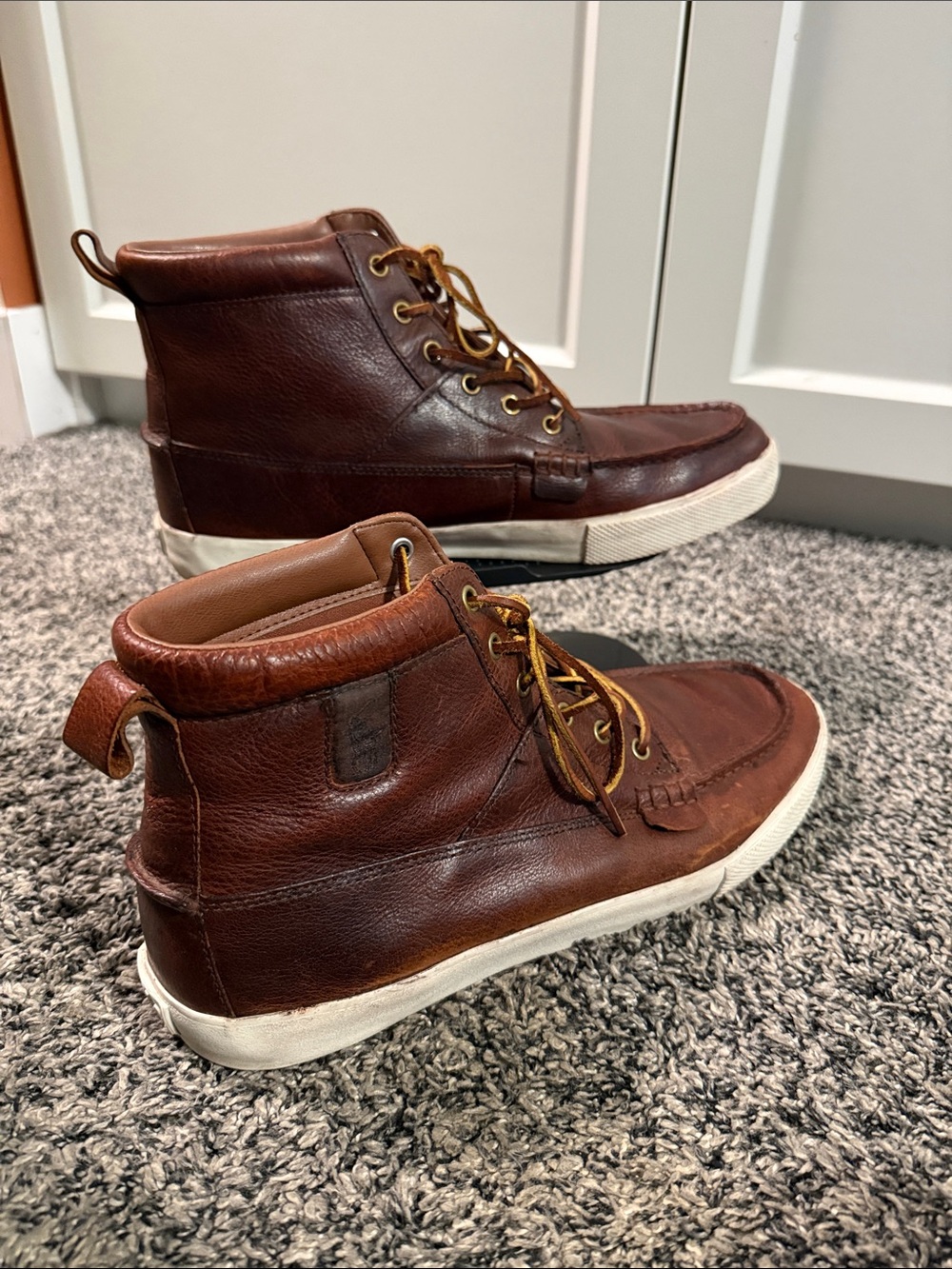 Polo Ralph Lauren Tavis Men’s 11.5D Brown Leather High Top Sneaker Boots